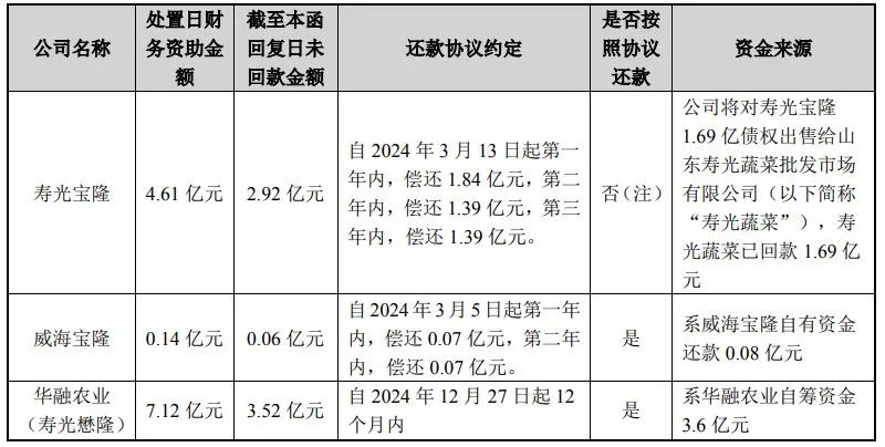 三家公司资助款的回款情况